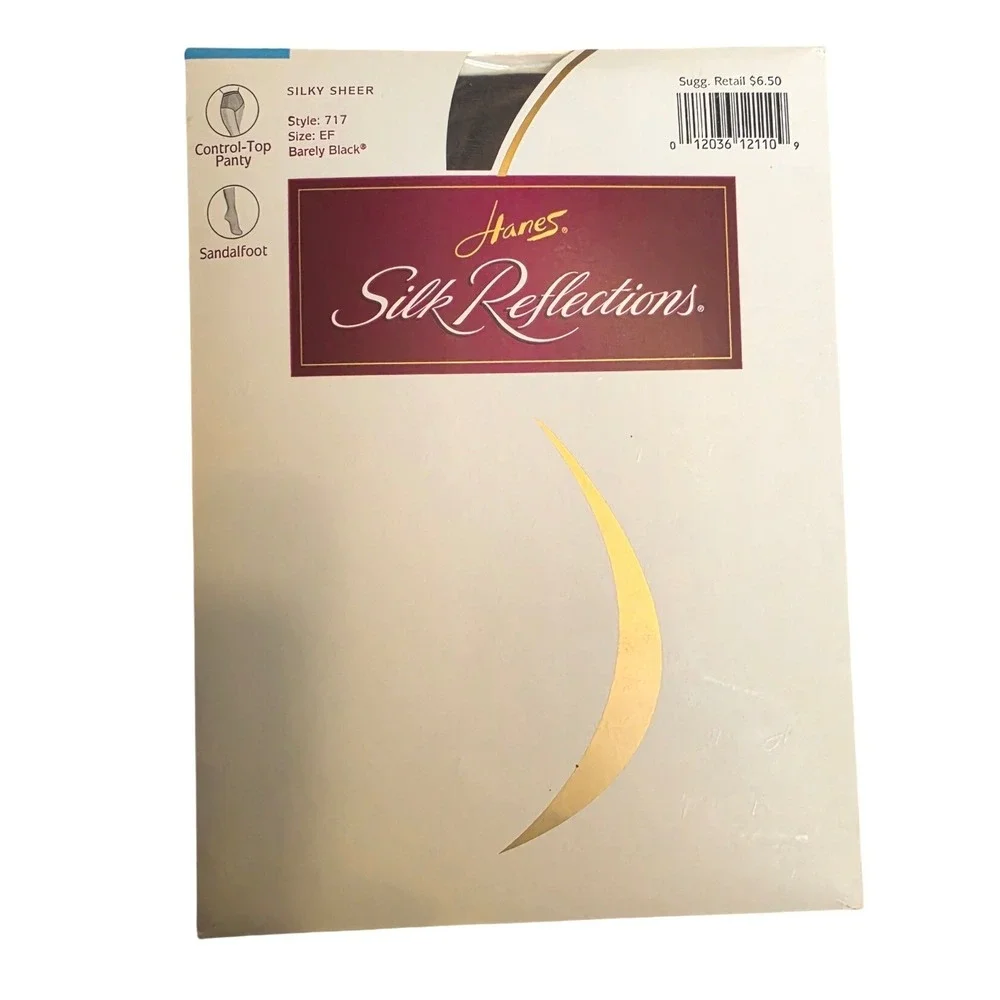 Vintage Hanes Pantyhose Bundle 3pk Silk Reflections ComfortMatters Size EF Black